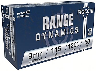 Fiocchi Range Dynamics 9mm 115G FMJ Brass Case